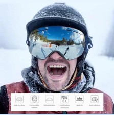 Lunettes de ski anti-buée double couche, lunettes de motoneige.