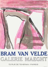 Bram VAN VELDE Lithographie originale  affiche expo Maeght 1975 76x55 cm