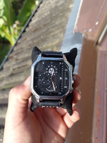 Montre homme cuir noir grand - homme,