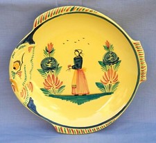 HB Quimper Little Bretonne Yellow Fish Shaped Plate 1950