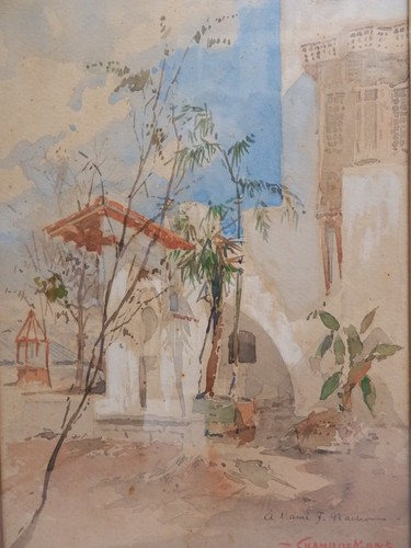 Tableau aquarelle sous verre - tableau,