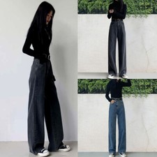 Pantalon Jeans Jambe Large Jean Droit Pantalon Taille Haute Bas Long Rétro