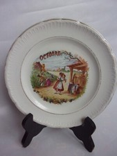 ASSIETTE à Dessert Céramique SAINT AMANDINOISE ANCIENNE Mois OCTOBRE Début XXè