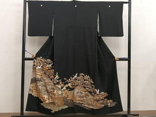 Kimono japonais noir - , broderie