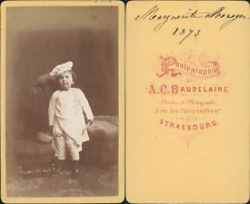 Baudelaire, Strasbourg, Marguerite Monoyer en petit cuisinier, 1873 Vintage CDV 