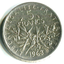 MONNAIE [770] ARGENT 5 FRANCS SEMEUSE 1963 SUPERBE (A011)