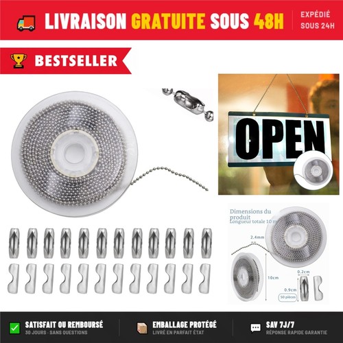 Chaîne billes inox - billes, m