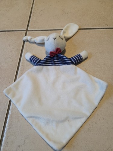 Doudou plat lapin - lapin, rayures