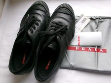 Prada sneakers lace up low top leather size 38 made in Italy usd good condition