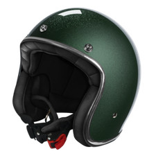 Casque Jet Moto Stormer QUARTZ Paillettes Green Cafe Racer Custom Vintage Rétro