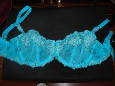 Beau soutien-gorge Chantelle 95D balconnet tulle brodé turquoise+1 Aubade cadeau