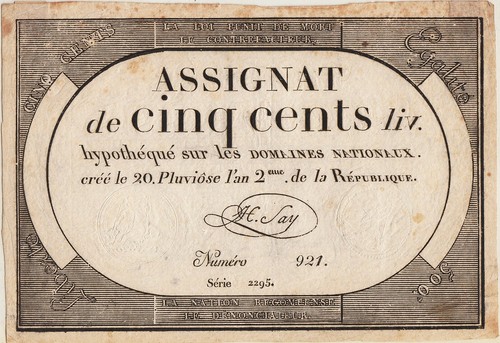 France billet assignat - de, cinq