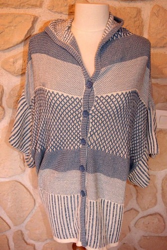 Gilet capuche bleu blanc - gilet, à
