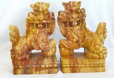 2 sculptures chiens de foo, en