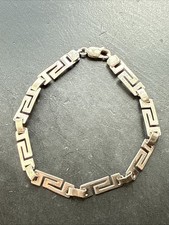 Ancien Bracelet Gourmette En Argent Massif Silver Maille chaine grec