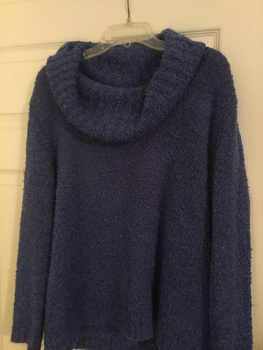 Bright blue cowl neck sweater - blue,
