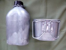 ancienne gourde gamelle militaire - vintage cantine soldat aluminium A BOURGEAT 