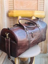 24 bagages vintage marron nuit buffles de voyage en cuir véritable neuf