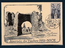 carte  1er jour  journée du timbre   Nice  1951