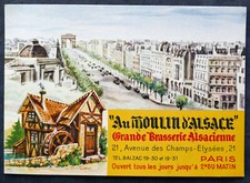 Carte Postale publicitaire Au Moulin d'Alsace Brasserie Alsacienne Paris Champs