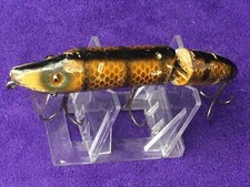 ANCIEN LEURRE ARTICULE EN BOIS HEDDON JOINTED VAMP vers 1920's yeux verre