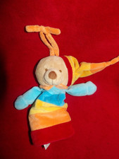 Doudou Peluche Marionnette Babynat Ours Musical Bleu Jaune Orange Rouge