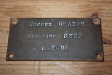 Plaque de Porte ancienne en Bronze Cuivre retraité SNCF