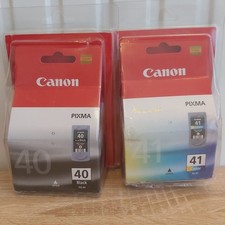 LOT DE DEUX CARTOUCHES D'ENCRE CANON D'ORIGINE PG-40 + CL-41 -NOIRE + COULEUR-