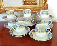 8 tasses porcelaine Limoges- Art Déco, Betoule & Legrand-1911-1924