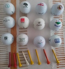 12 balles de golf de collection et 8 tees