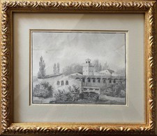 Tableau Mine de plomb St Baptista F. Ziem (?) 1849