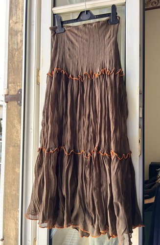 Jupe longue vintage marron - jupe,