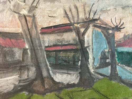 Peinture huile papier paysage - peinture,