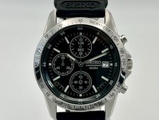 Chronographe SEIKO 7T92-0DW0 cadran noir FULL SET + bracelet en uréthane...