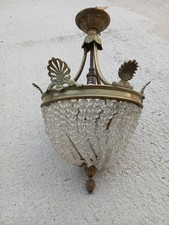 Lustre De Style Empire En Bronze Pampilles Mongolfiere Plafonnier  
