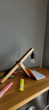 Lampe de bureau art déco artisanale en bois amovible pliable peu encombrante