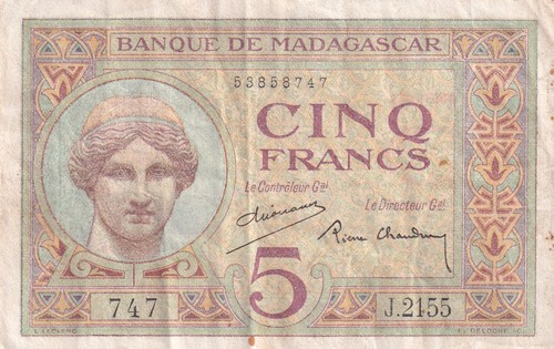 Madagascar francs portrait - madagascar, 5