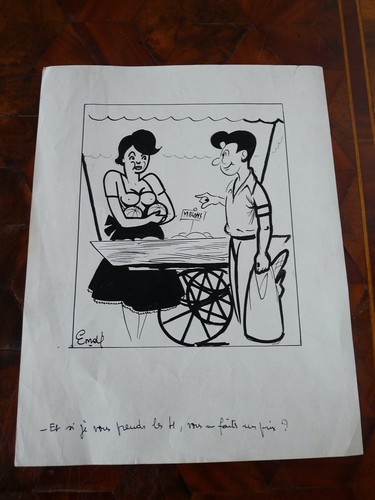 Très rare dessin - , humoristique