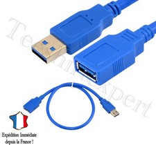 Câble Cordon Rallonge USB 3.0 Mâle à Femelle - 50cm Neuf - Usb 3 extension Bleu
