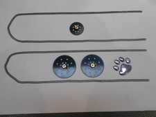 MECCANO 3 ROUES DE CHAINE + 2 CHAINES DE 1 METRE CHACUNE