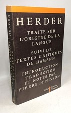 Traité sur l'origine de la langue suivi de textes critiques de Hamann