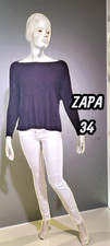 Zapa Taille 34  Superbe pull bordeaux et argenté femme sweat shirt