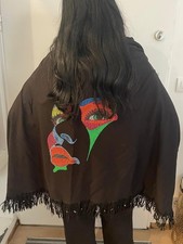 Rare Unique Bohemian Handmade  Beaded Cape Large Shawl With Sleeves 