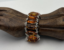 Conception Berstein Bracelet 925 Sterling Artistiquement Traité Bijoux en Ambre