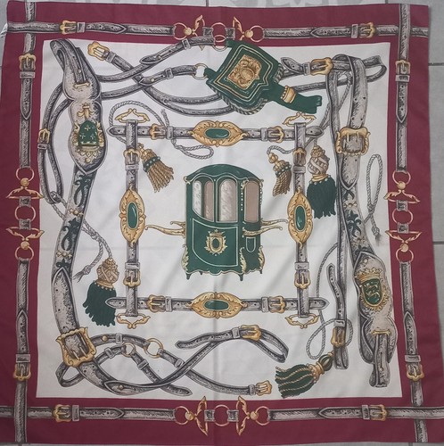 Foulard carre vintage ecru - foulard,