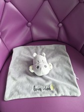 Doudou plat carré hippopotame
