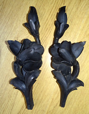 Magnifiques ornements meuble, Napoléon III , bois noirci sculpté ,décor floral