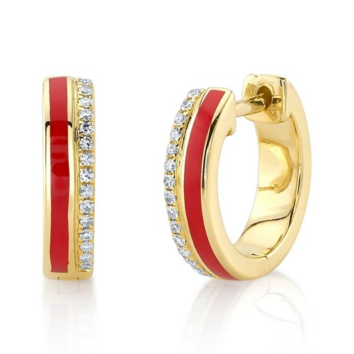Diamant rouge émaillé huggie - diamant,