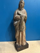 ANCIENNE statue Religieuse XVIII XIX eme en bois Polychrome 43cm église saint