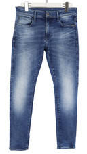 G-STAR Revend Skinny Jeans Homme W33/L32 Délavé Whiskers Zip Fly Stretch Bleu